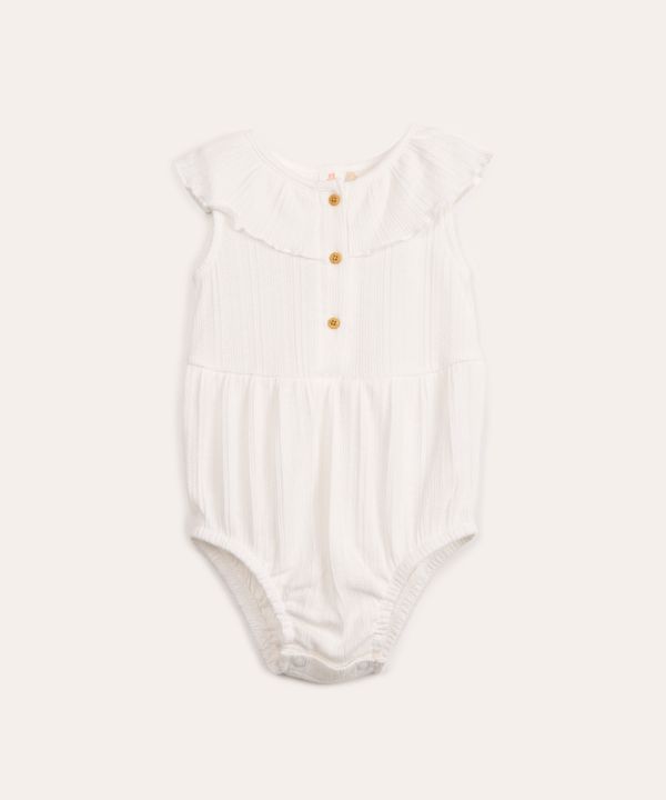 body infantil texturizado com babado off white 6-9