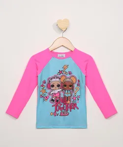 Blusa de Praia Infantil LOL Surprise Manga Longa com Proteção UV50+ Pink 12