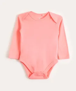 body infantil básico manga longa rosa médio 9-12