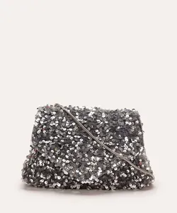 bolsa crossbody de paête com corrente prateado UNICO