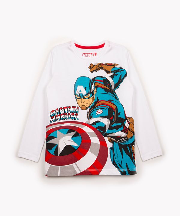 camiseta de algodão infantil capitão américa manga longa off white 10