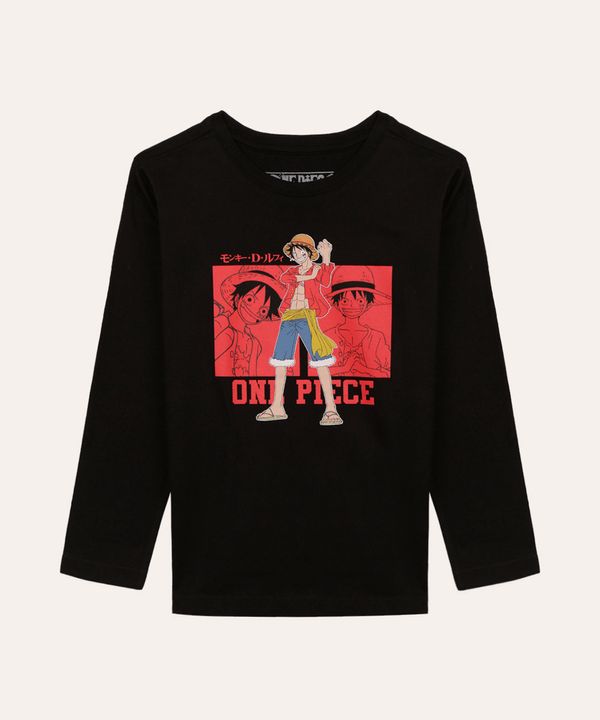 camiseta de algodão infantil one piece preto 10