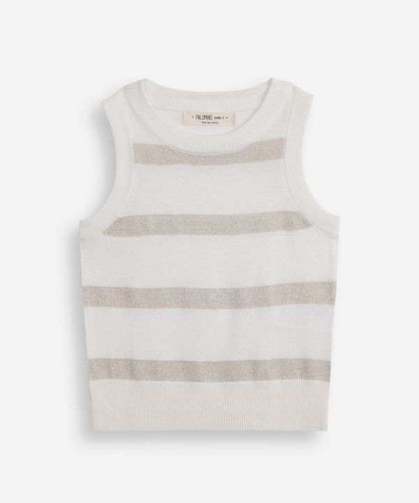 regata infantil de tricot com lurex listrada off white 8