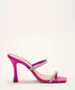 tamanco tiras finas strass salto alto via uno pink 37