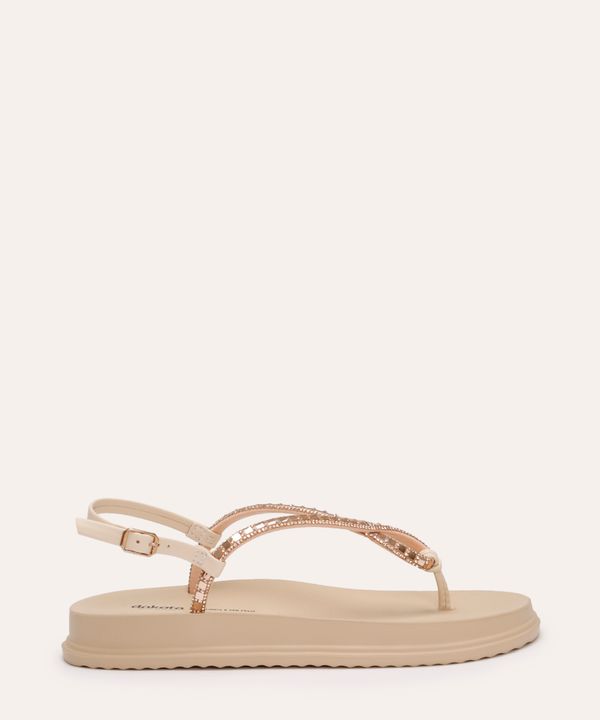 rasteirinha flat tira strass dakota bege 37