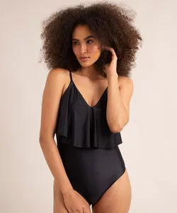 maiô body com babado e bojo proteção uv50+ preto G
