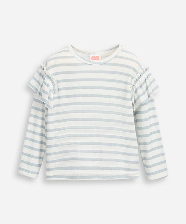 blusa infantil manga longa com babado listrada azul 3
