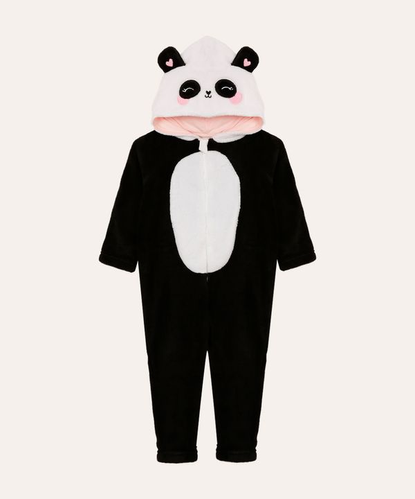 macacão de pelúcia infantil panda off white 1