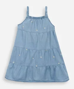 vestido infantil jeans bordados azul 5