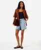 bermuda mom feminina jeans cintura alta azul 38