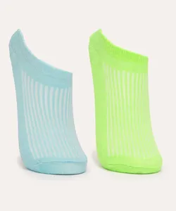 kit de 2 pares de meias invisíveis texturizadas colorido 34-39