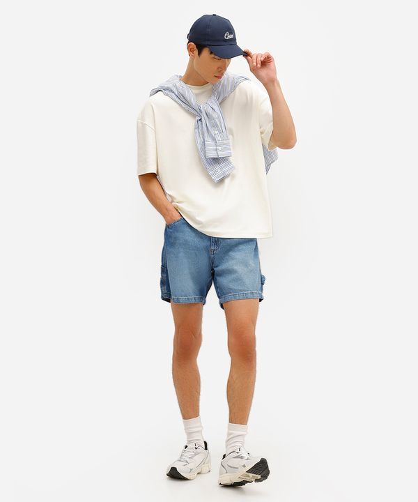 short reto masculino jeans azul 36