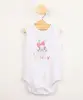 body infantil de algodão miss bunny bambi sem manga off white 12-18