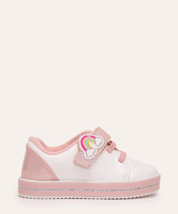 tênis infantil com brilho com arco iris molekinha branco 25