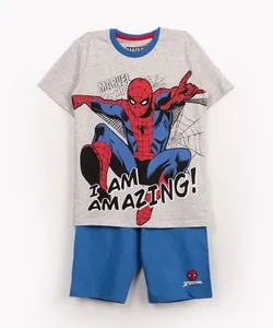 pijama de algodão infantil homem aranha manga curta cinza mescla 4