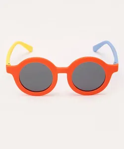 óculos de sol infantil redondo com proteção uv laranja Único
