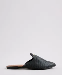 Mule Feminino Moleca Bico Fino com Textura Preto 34