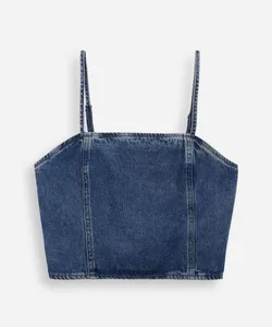 top alça fina juvenil jeans com recortes azul 12