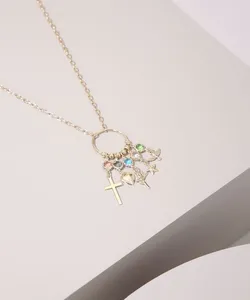 Colar Feminino com Pingentes "fé e sorte" Dourado Único