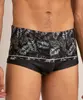 sunga tradicional estampada folhagens e listras mash preta M