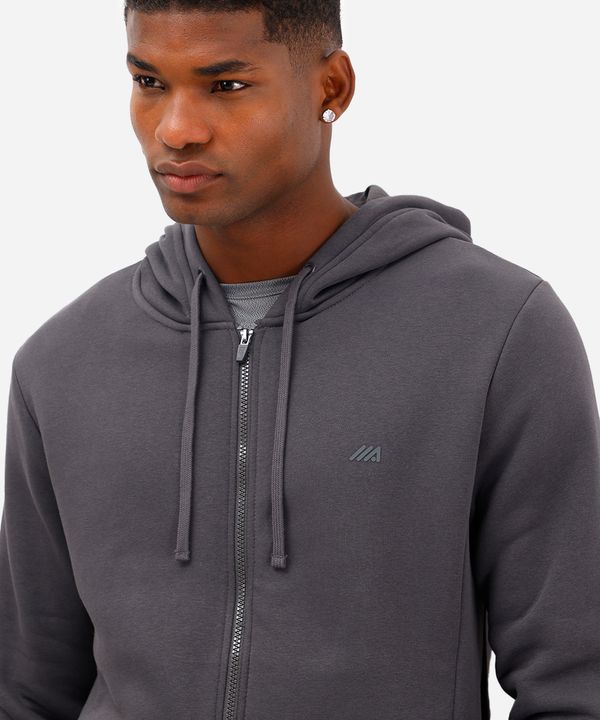 jaqueta masculina de moletom esportiva com capuz e bolso cinza G