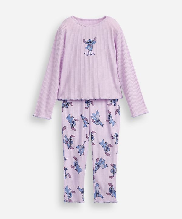 pijama longo infantil stitch lilás 6