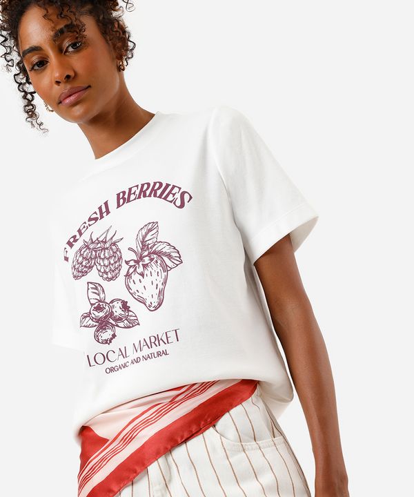 camiseta feminina manga curta estampada off white G