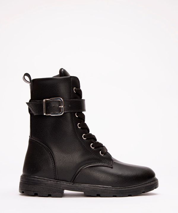 bota coturno infantil com fivela preto 29