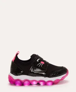 tênis infantil com velcro gatinha preto 25