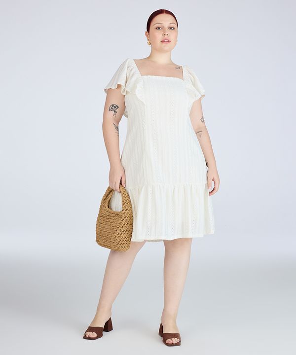vestido curto de laise plus size off white GG3