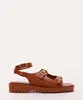 sandália flatform com fivelas e ilhós oneself marrom 37