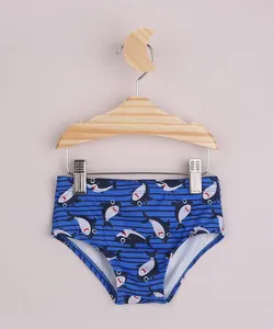 Sunga Infantil Slip Estampada de Tubarões Azul 3