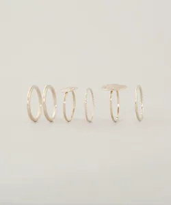 Kit de 6 Anéis Femininos Dourado G