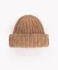 gorro de tricô chenille canelado bege Único