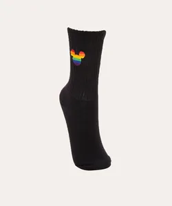 meia cano alto mickey pride preta 34-39