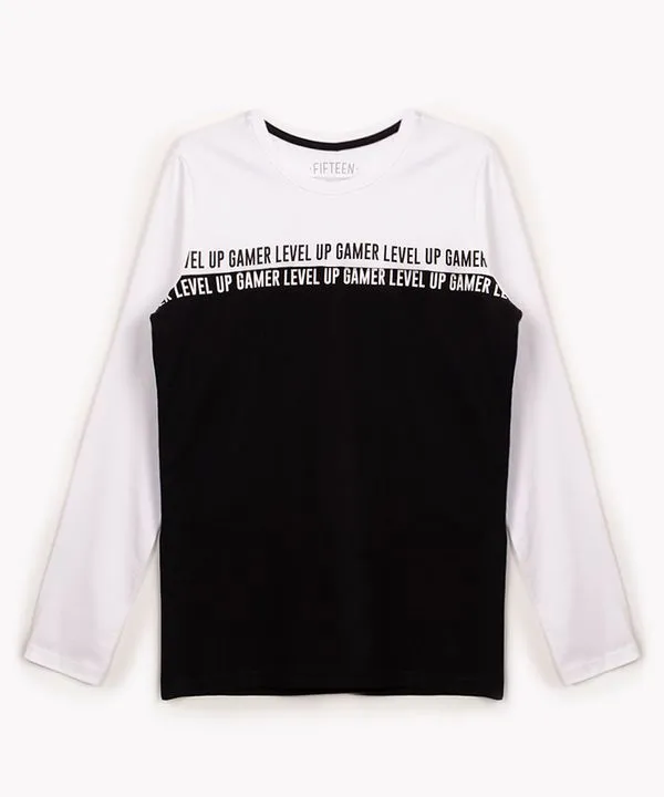 camiseta de algodão juvenil gamer com recorte manga longa off white 10