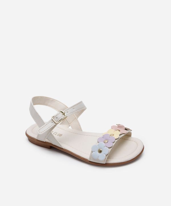 sandália infantil com flores candy off white 27