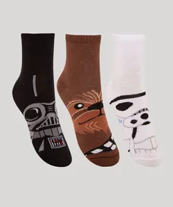 Kit de 3 Meias Infantis Cano Médio Star Wars Multicor 34-37