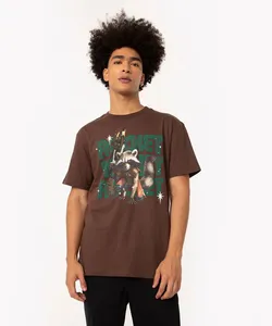 camiseta de algodão rocket guardiões da galáxia manga curta marrom PP