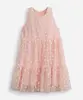 vestido de tule infantil floral com brilho rosa 6