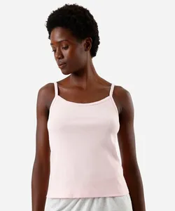 regata de pijama feminina com algodão alça fina canelada rosa GG