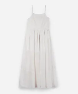 vestido midi juvenil de viscose com alças finas e lurex off white 12