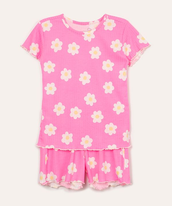 pijama infantil curto floral rosa 8
