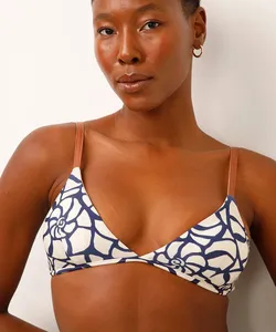 biquíni top triângulo estampado azul P
