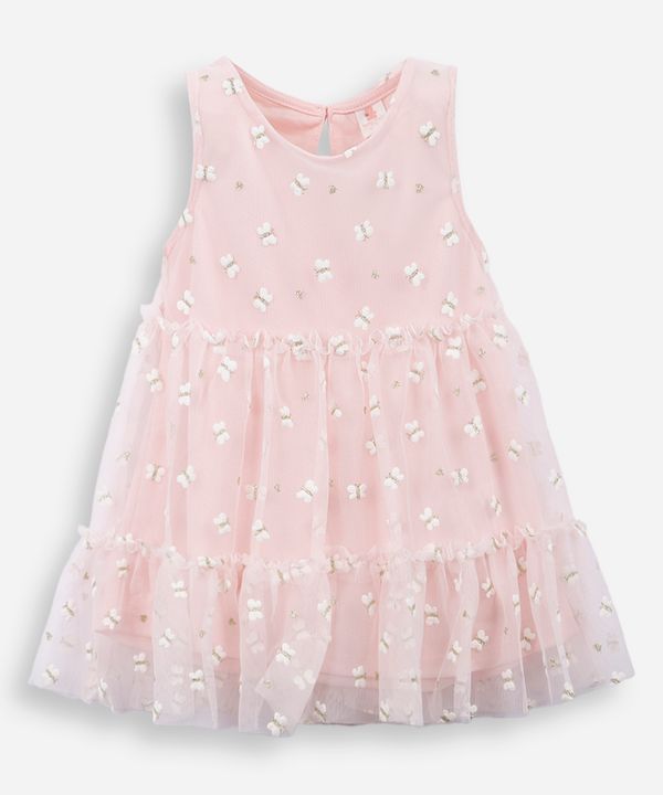 vestido infantil tule borboleta rosa 18-24