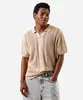 polo masculina de tricot manga curta texturizada bege GG