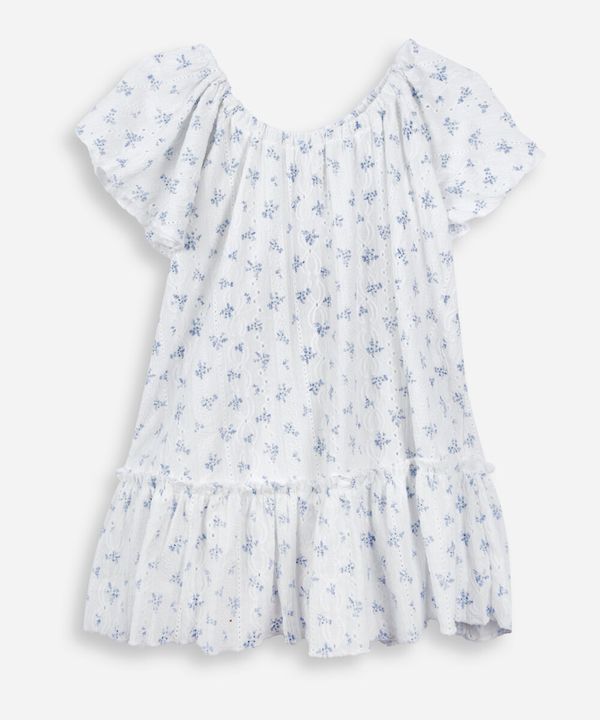 vestido infantil mangas curtas floral off white 4
