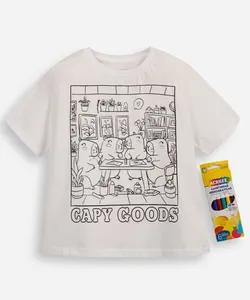 camiseta infantil capygoods com brinde canetinhas laváveis off white 6