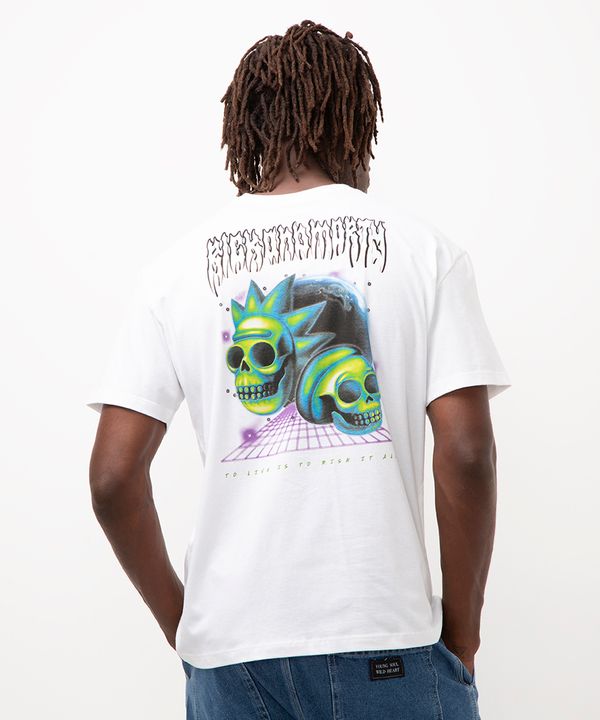 camiseta de algodão rick and morty off white M