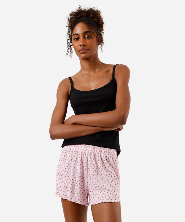 short de pijama feminino avulso cerejas canelado rosa PP